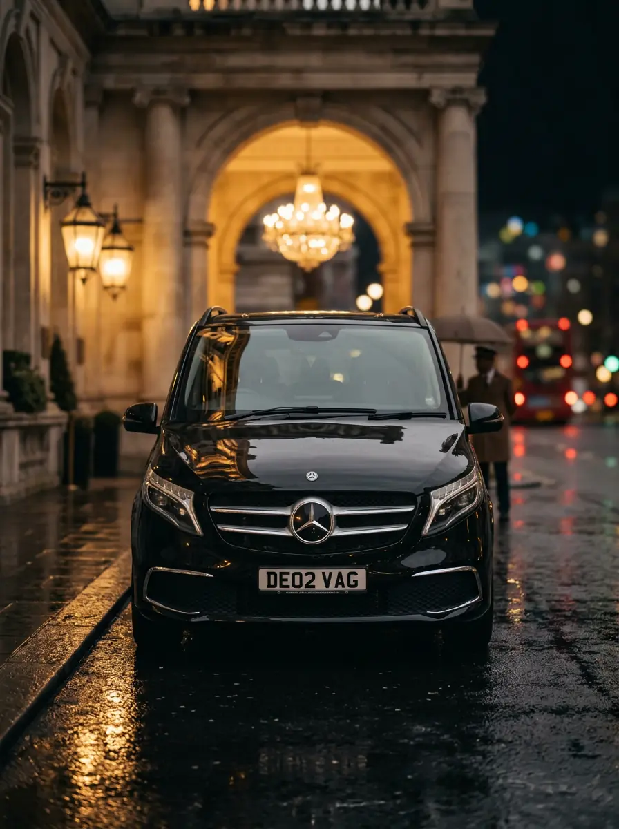 Mercedes-Benz V-Class chauffeur car carrying wedding family guests in London