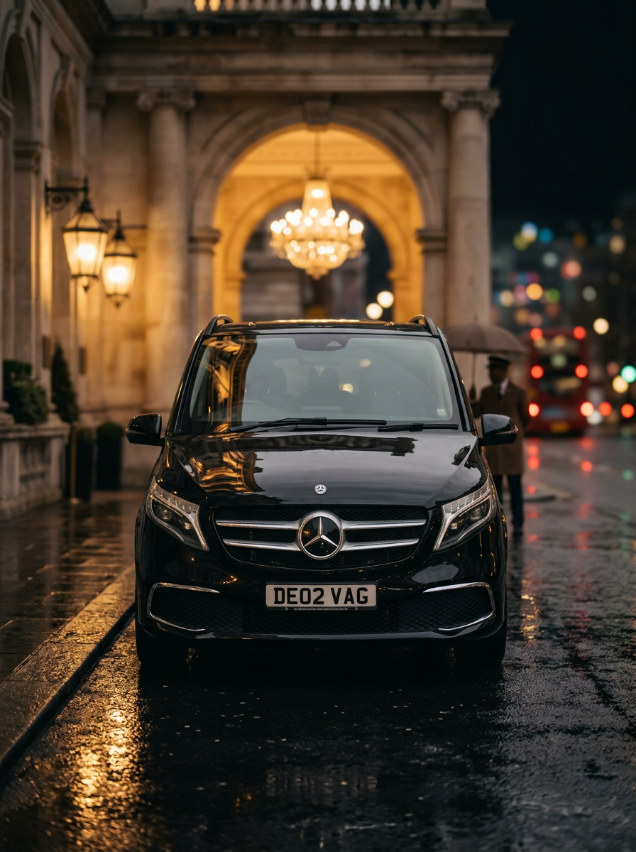 Mercedes-Benz V-Class chauffeur car carrying wedding family guests in London